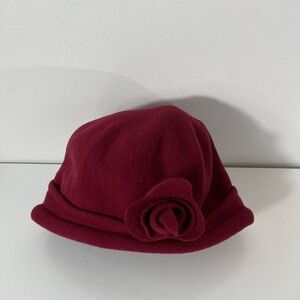 Parkhurst Women’s 100% Wool Hat Red Cloche Packable Made in Canada Flower